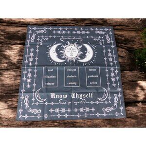 Mystical Moon & Sun Tarot Altar Cloth Divination Mat 19x19 Gothic